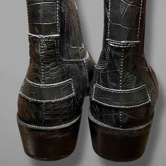 Women's 8.5 VINTAGE FOUNDRY CO. Black Square Black Leather Main Chelsea Boots - Picture 9 of 11